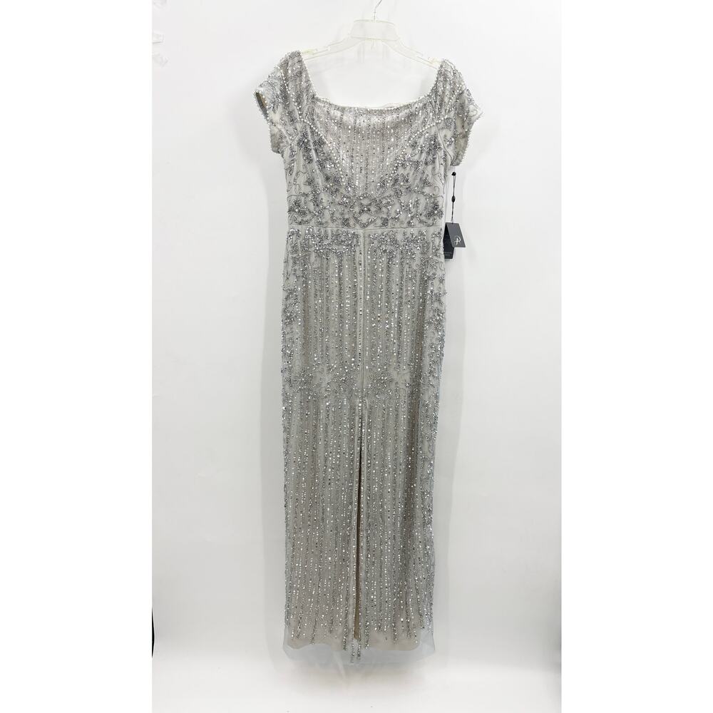 Adrianna Papell Blue Silver Long Formal Gown Dress 12 New Nwt - Picture 2 of 15